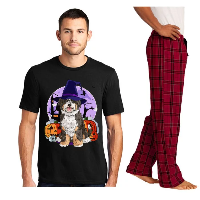 Cute Bernedoodle Halloween Witch Pumpkin Pajama Set