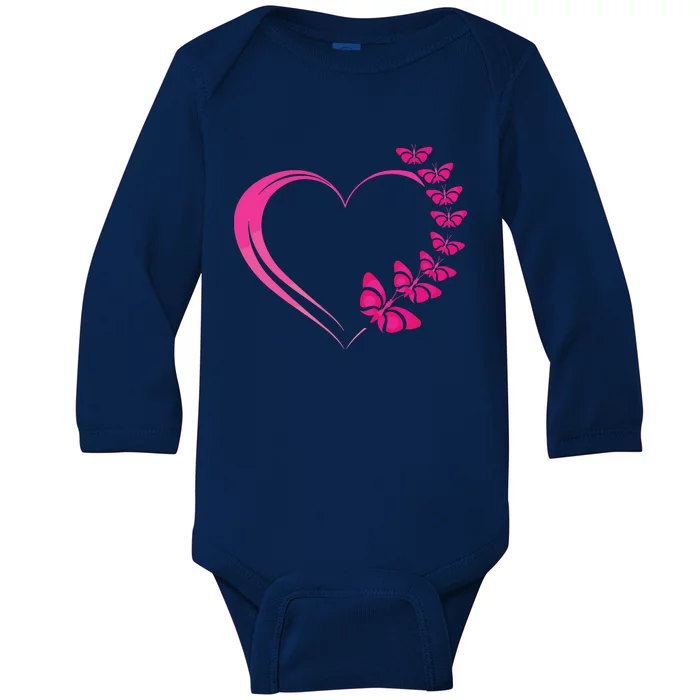 Cute Butterfly Heart Butterflies Baby Long Sleeve Bodysuit