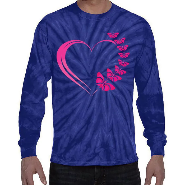 Cute Butterfly Heart Butterflies Tie-Dye Long Sleeve Shirt