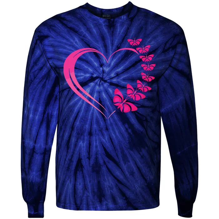 Cute Butterfly Heart Butterflies Tie-Dye Long Sleeve Shirt