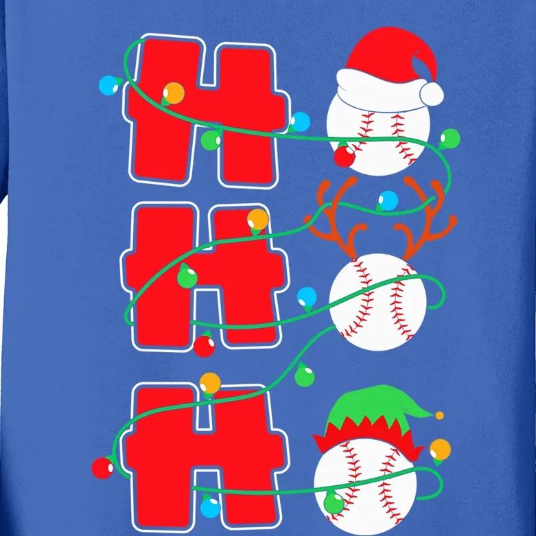 Christmas Baseball Ho Ho Ho Funny Xmas Sports Gift Kids Long Sleeve Shirt