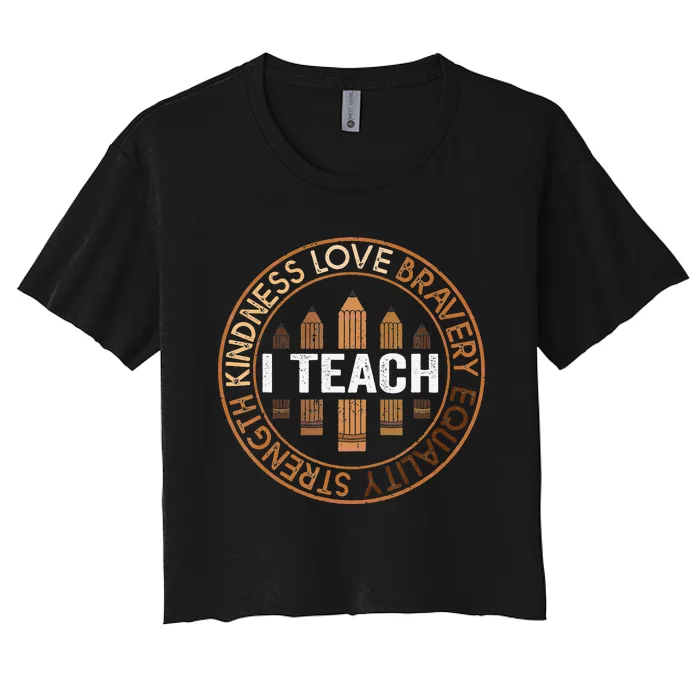 Celebrate Black History Month I Teach Black History Teacher Women's Crop Top Tee