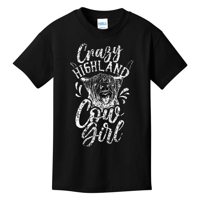 Cow Bull Highland Cattle Scottish Crazy Highland Kids T-Shirt