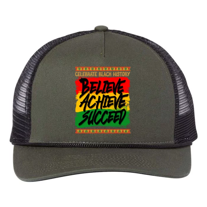 Celebrate Black History Believe Achieve Succeed Retro Rope Trucker Hat Cap