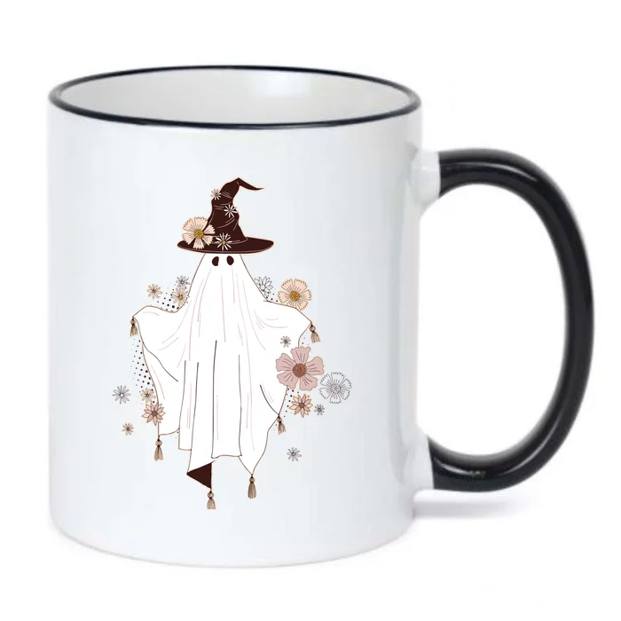 Cute Boho Halloween Ghost Black Color Changing Mug