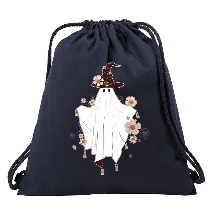 Cute Boho Halloween Ghost Drawstring Bag