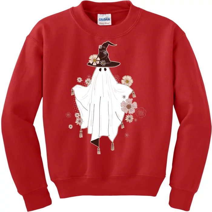 Cute Boho Halloween Ghost Kids Sweatshirt