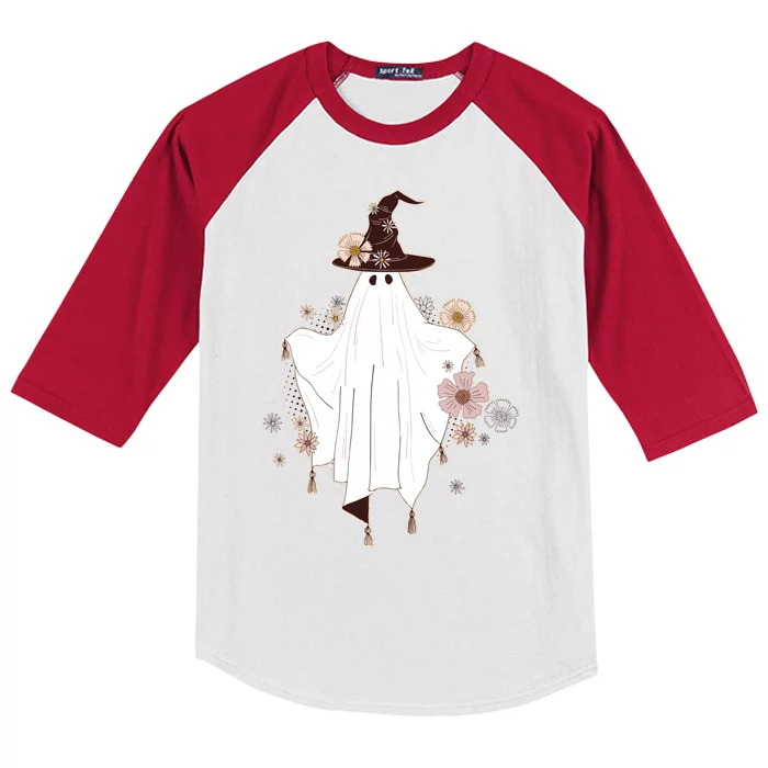 Cute Boho Halloween Ghost Kids Colorblock Raglan Jersey