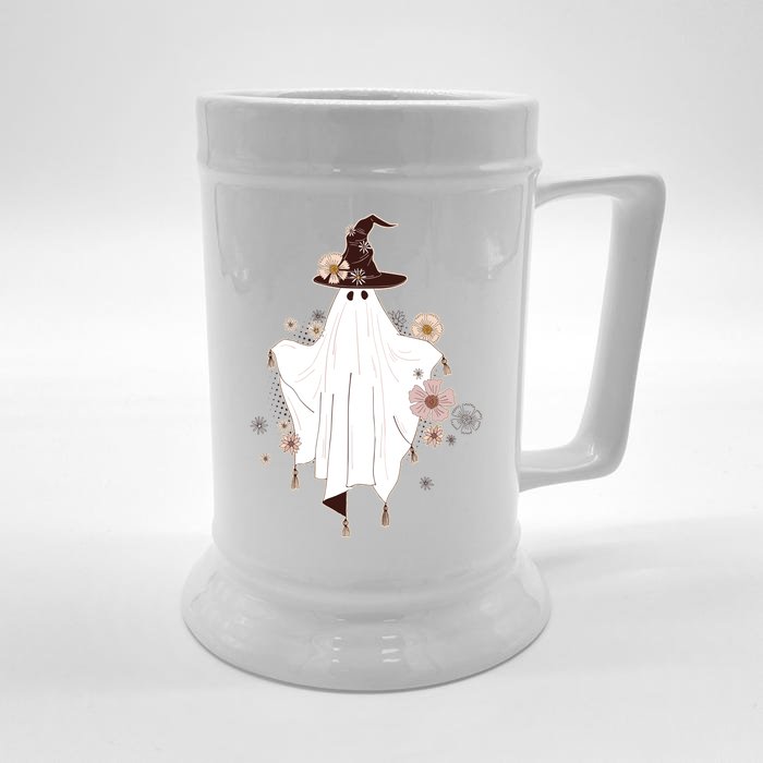 Cute Boho Halloween Ghost Front & Back Beer Stein