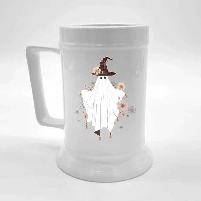 Cute Boho Halloween Ghost Front & Back Beer Stein