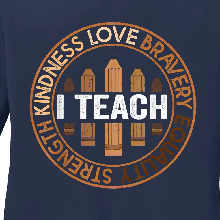 Celebrate Black History Month I Teach Black History Teacher Ladies Long Sleeve Shirt