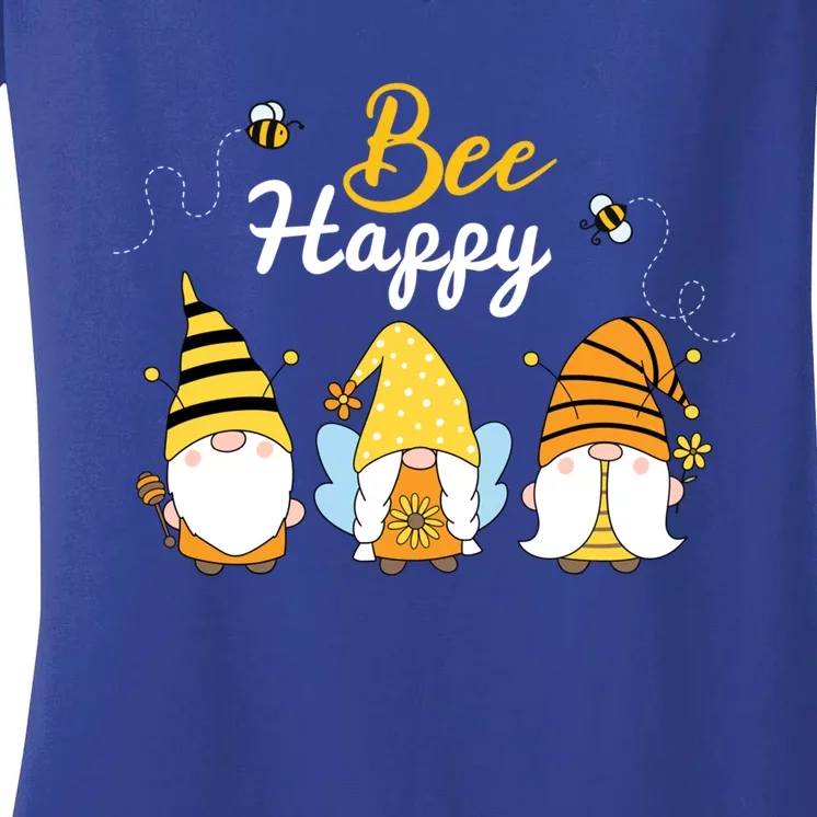 Cute Bee Happy Beekeeping Gnome Beekeeper Apiarist Gift Women's V-Neck T-Shirt