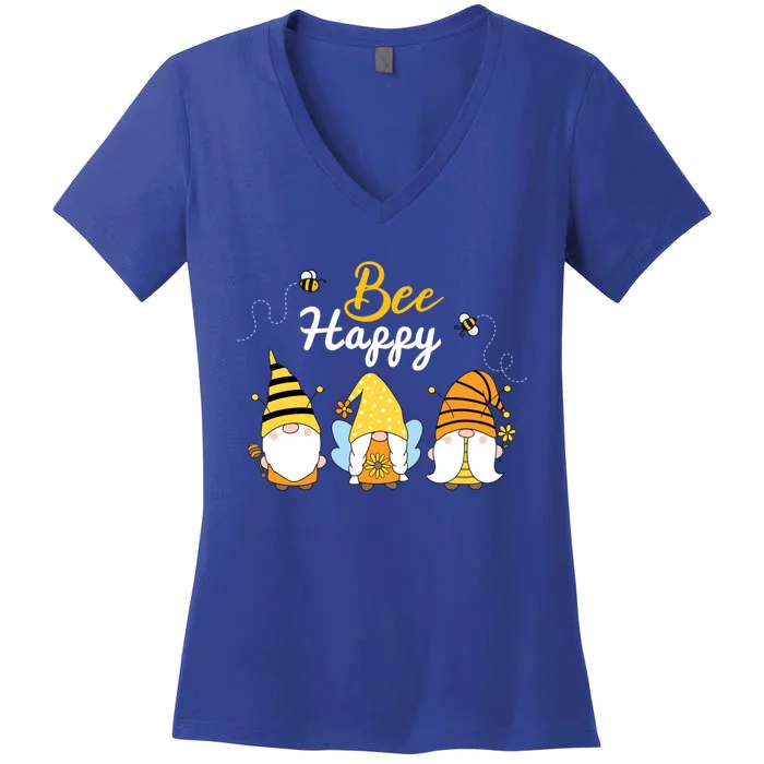 Cute Bee Happy Beekeeping Gnome Beekeeper Apiarist Gift Women's V-Neck T-Shirt