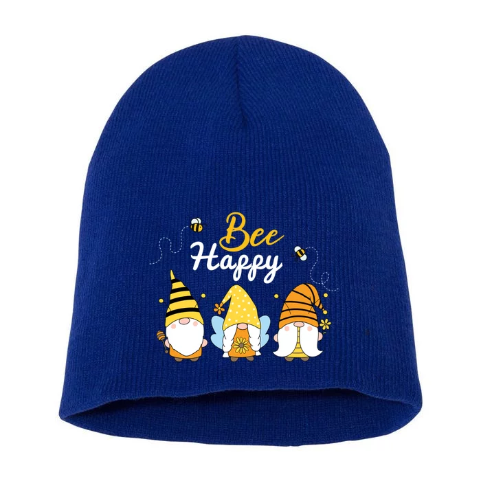 Cute Bee Happy Beekeeping Gnome Beekeeper Apiarist Gift Short Acrylic Beanie