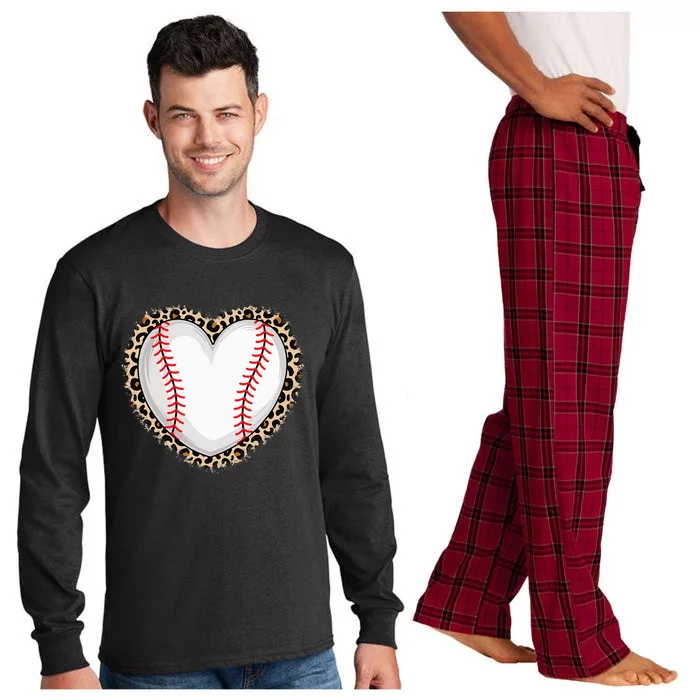 Cute Baseball Heart Baseball Lover Long Sleeve Pajama Set