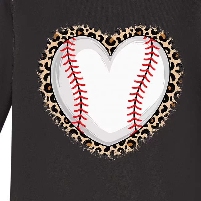 Cute Baseball Heart Baseball Lover Baby Long Sleeve Bodysuit