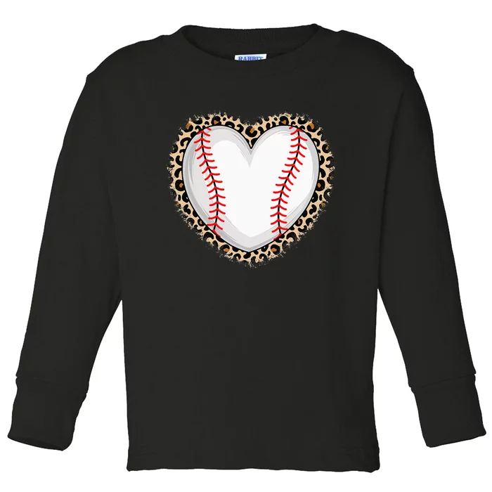 Cute Baseball Heart Baseball Lover Toddler Long Sleeve Shirt