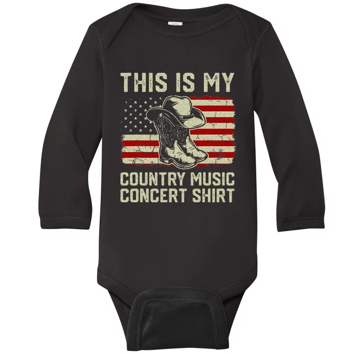 Cowboy Boots Hat This Is My Country Music Concert Baby Long Sleeve Bodysuit