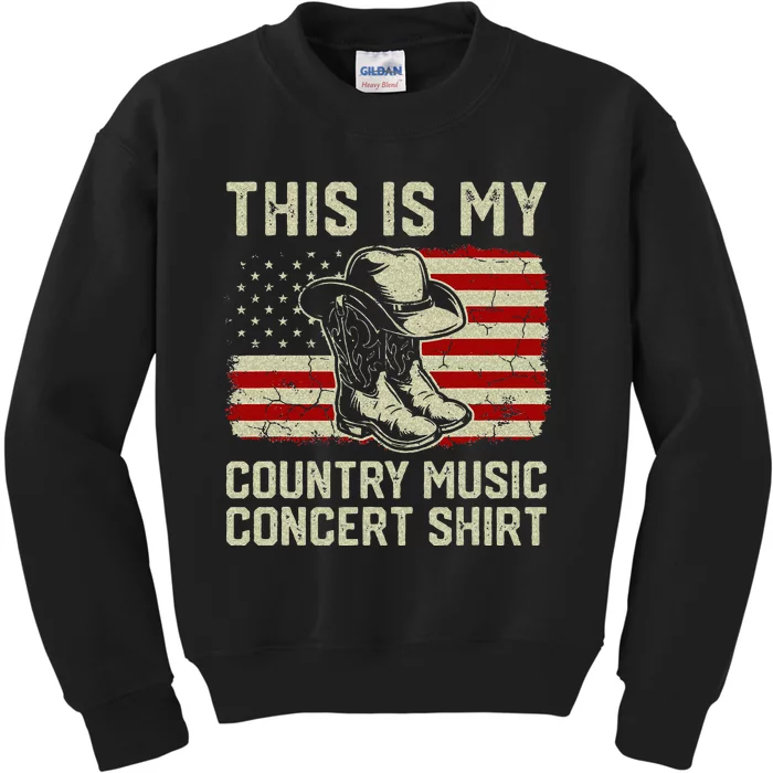 Cowboy Boots Hat This Is My Country Music Concert Kids Sweatshirt