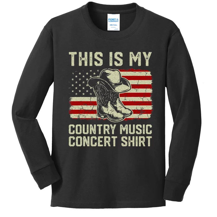 Cowboy Boots Hat This Is My Country Music Concert Kids Long Sleeve Shirt