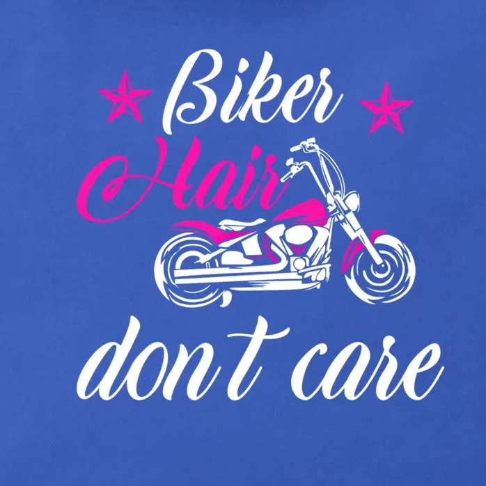 Cute Biker Hair Don't Care Quote Motorcycle Riders Gift Zip Tote Bag