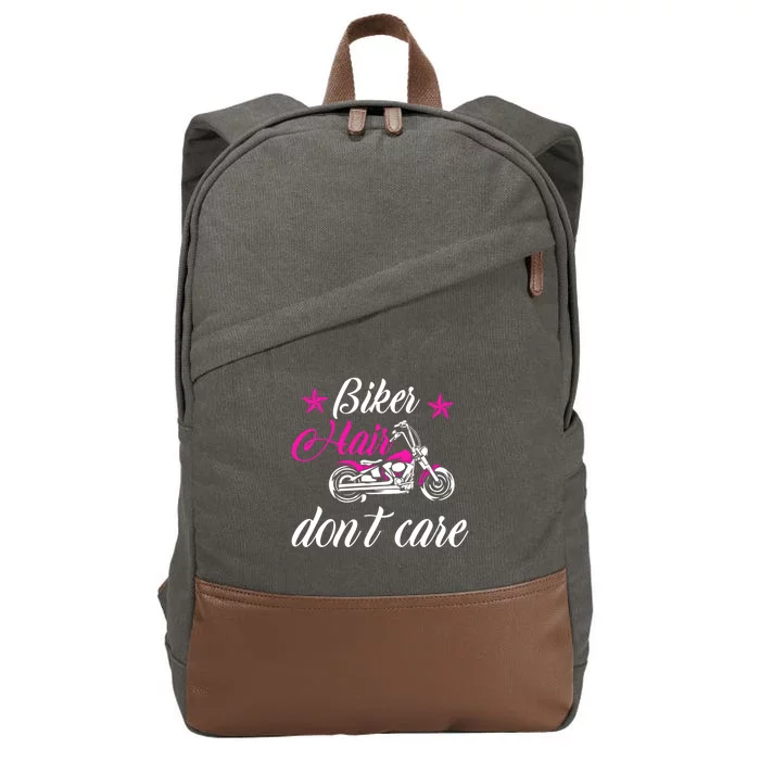 Cute Biker Hair Don't Care Quote Motorcycle Riders Gift Cotton Canvas Backpack