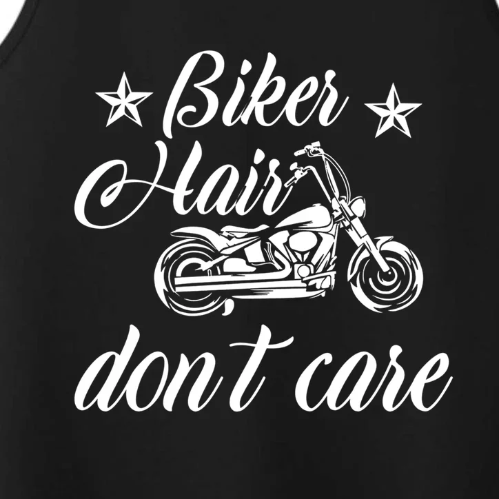 Cute Biker Hair Don't Care Quote Motorcycle Riders Cool Gift Performance Tank