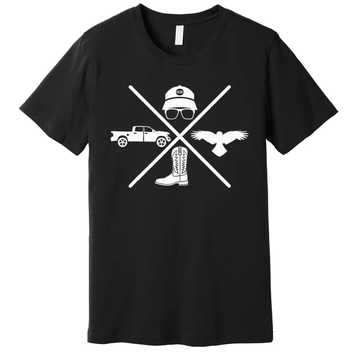 Crow Boots Hat and Truck Funny Hardy Family Premium T-Shirt