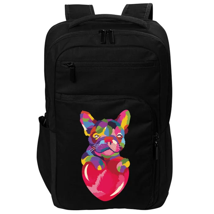 Colorful Bulldog Heart Impact Tech Backpack