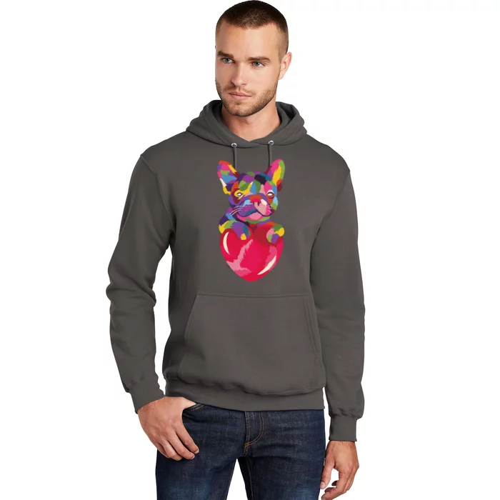 Colorful Bulldog Heart Hoodie