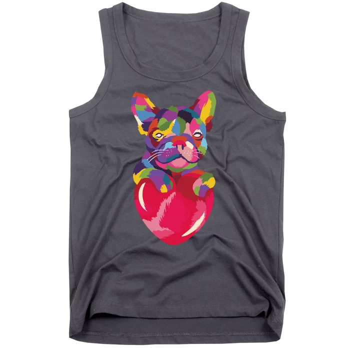 Colorful Bulldog Heart Tank Top