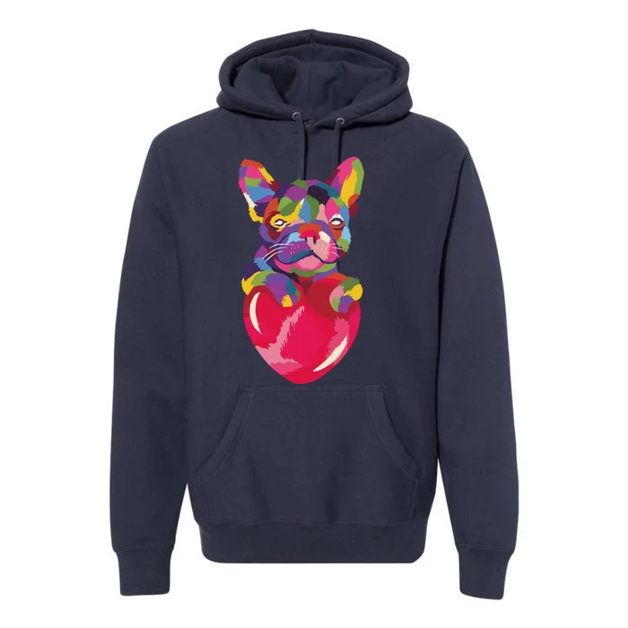 Colorful Bulldog Heart Premium Hoodie