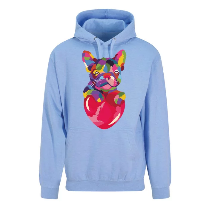 Colorful Bulldog Heart Unisex Surf Hoodie