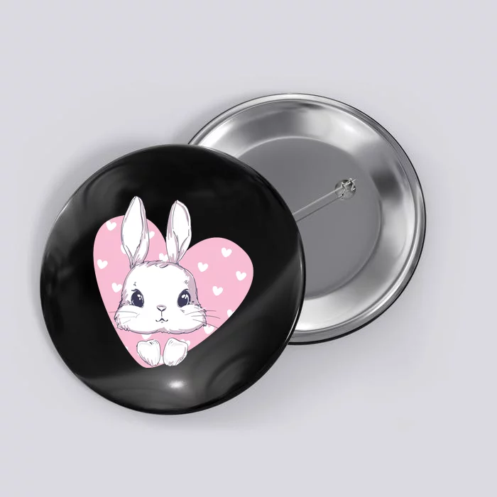 Cute Bunny Heart Pink Girly Love Rabbit Childrens Button