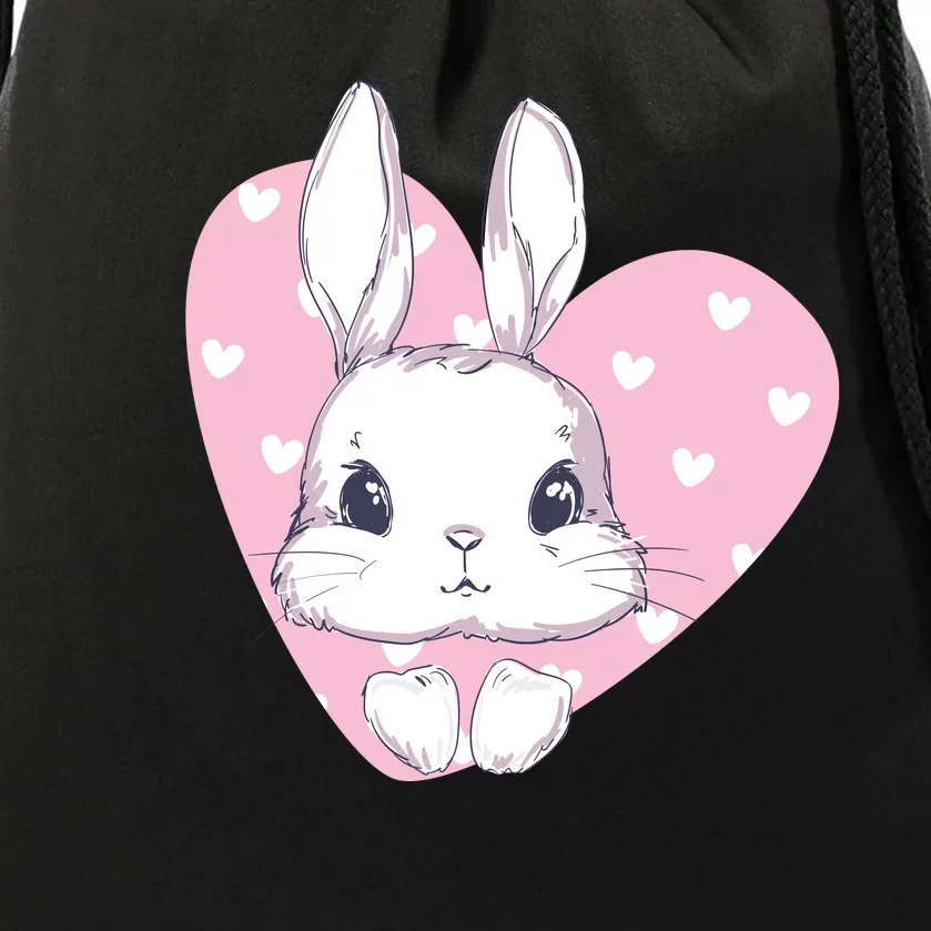 Cute Bunny Heart Pink Girly Love Rabbit Childrens Drawstring Bag