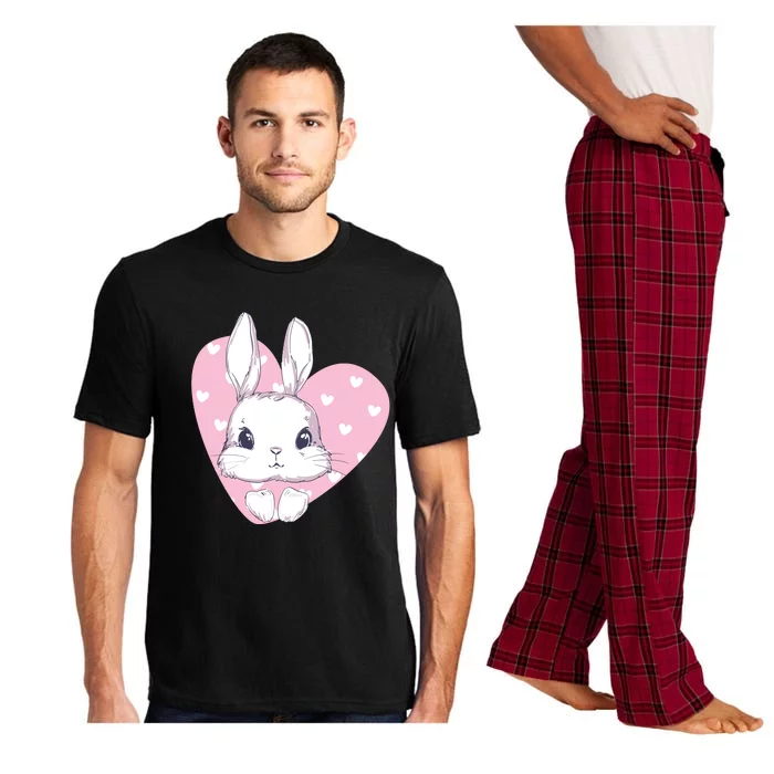 Cute Bunny Heart Pink Girly Love Rabbit Childrens Pajama Set