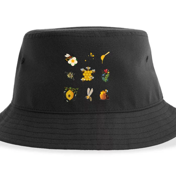 Cute Bee Hive Bee Combination Sustainable Bucket Hat