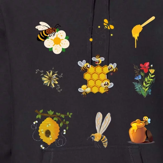 Cute Bee Hive Bee Combination Premium Hoodie