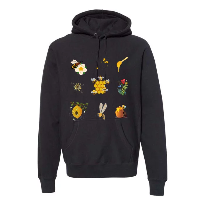 Cute Bee Hive Bee Combination Premium Hoodie