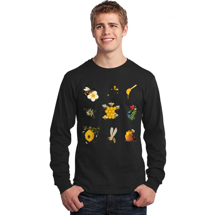 Cute Bee Hive Bee Combination Tall Long Sleeve T-Shirt