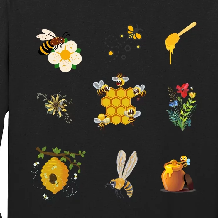 Cute Bee Hive Bee Combination Tall Long Sleeve T-Shirt