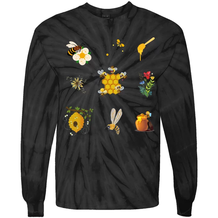 Cute Bee Hive Bee Combination Tie-Dye Long Sleeve Shirt