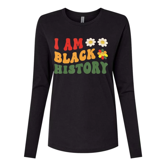 Celebrate Black History Month I Am Black History Groovy Womens Cotton Relaxed Long Sleeve T-Shirt