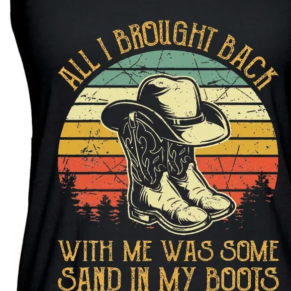 Cowboy Boots Hat Sand In My Boots Southern Western Ladies Essential Flowy Tank