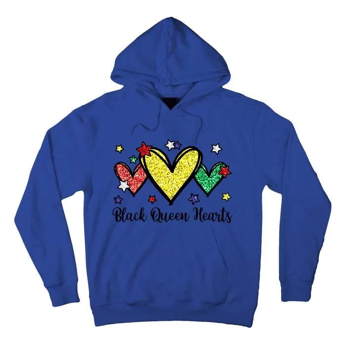 Cute Black History Months Motif Black Queen Hearts Gift Tall Hoodie