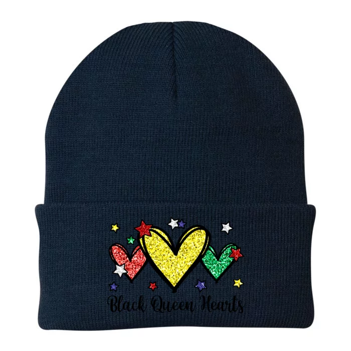 Cute Black History Months Motif Black Queen Hearts Gift Knit Cap Winter Beanie