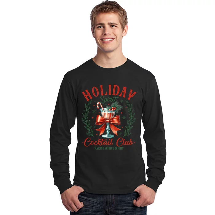 Coquette Bow Holiday Spirit Cocktail Club Christmas Party Long Sleeve Shirt