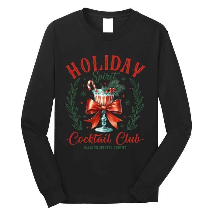 Coquette Bow Holiday Spirit Cocktail Club Christmas Party Long Sleeve Shirt