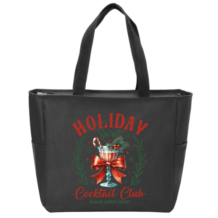 Coquette Bow Holiday Spirit Cocktail Club Christmas Party Zip Tote Bag