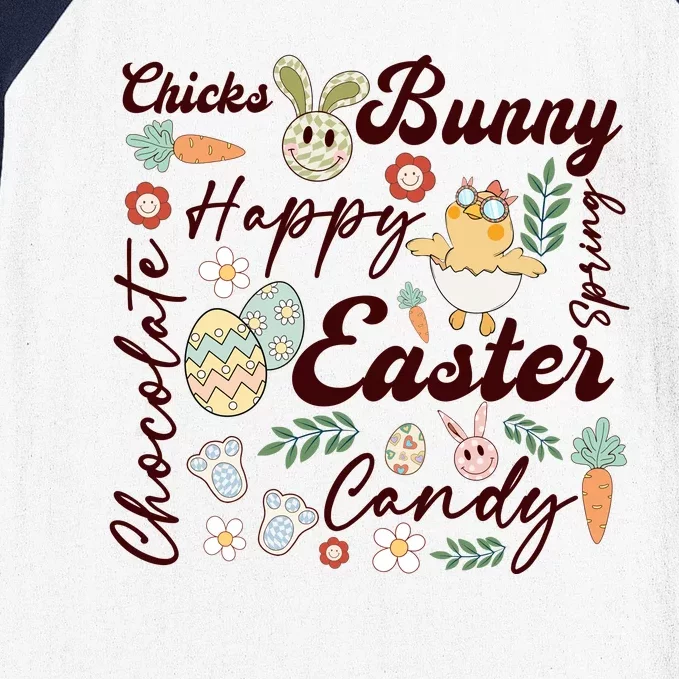 Chicks Bunny Happy Easter Candy Chocolate Baseball Sleeve Shirt